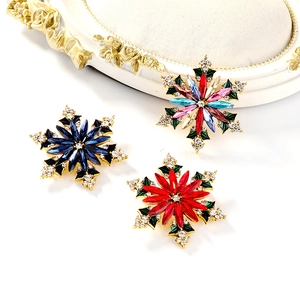 Élégant ensemble de broches flocon de neige en or avec strass colorés pour Noël