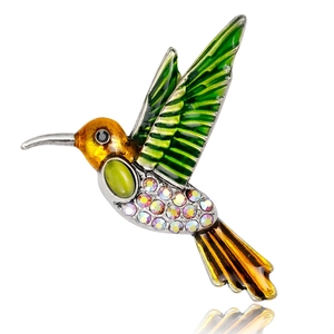 Mehrfarbige Emaille Kolibri Brosche Legierung Strass Vogel Pin Vintage Tier Corsage Dekorative Schmuck Für Damen Bankett Party