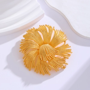 French Court Style Vintage Gold Flower Brooch Alloy Twisted Wire Firework Design For Women Wedding Party Suit Accessories