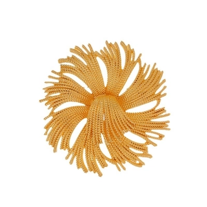Vintage gold sunburst brooch with twisted rope texture petals for coats and suits