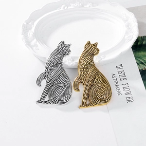 Vintage Alloy Animal Brooch Pin For Women Men Antique Gold Silver Plated Cat Horse Shape Rhinestone Pearl Decorative Pin Jewelry Gift
