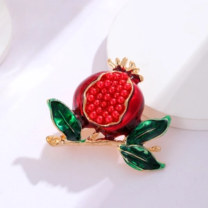 Élégante Broche Grenade en Alliage Émail Broche Fleur de Fruit pour Femmes Hommes Costume Pull Accessoires Bijoux de Mode