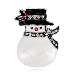 Festive Christmas Snowman Brooch Rhinestone Enamel Winter Holiday Lapel Pin For Women Men Xmas Party Accessory Jewelry