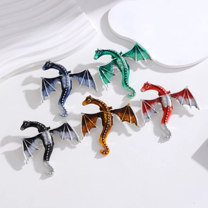 Western style dragon brooches in five enamel colors for men suit and coat decoration