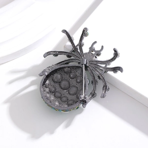 Broche araignée Halloween vintage en alliage noir avec strass colorés sur l'envers
