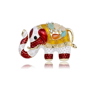 Vintage Elephant Brooch Pin For Women Men Zinc Alloy Enamel Animal Breastpin With Rhinestone Exotic Circus Elephant Jewelry Gift