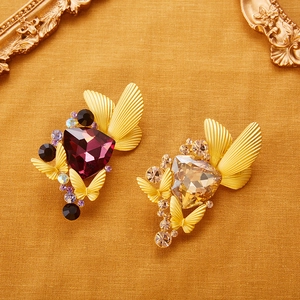 Vintage Luxurious Butterfly Brooch For Women Alloy Rhinestone Crystal Exaggerated Design Pin Jewelry For Coat Cardigan