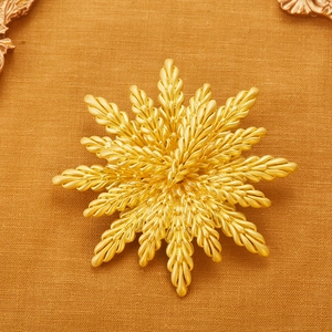 Vintage Gold Plated Alloy Wheat Ear Sunburst Brooch And Earrings For Women Elegant Party Banquet Fashion Jewelry Accessory