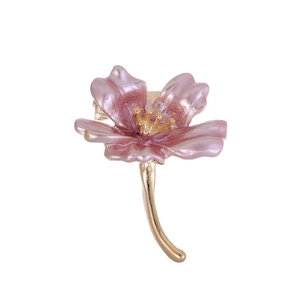 Élégante Broche Fleur en Alliage de Zinc et Émail pour Femme Goutte d'Huile Corsage Floral Épingle Anti-Exposition Bijoux Cadeau