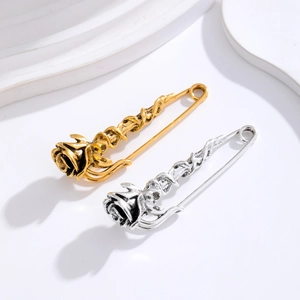 Broche Rose en Alliage Vintage Pour Femmes Élégante Épingle de Revers Fleur Or Argent Antique Pour Chemise Bijoux Cadeau