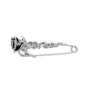 Broche épingle à nourrice rose vintage argentée pour chemises et gilets au style gothique