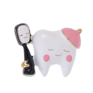 Cute enamel alloy tooth brooch with No-Face figure design on a clean white background