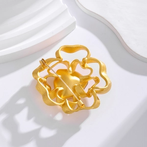 Vintage gold petal butterfly brooch with matte finish and pin fastening for suits