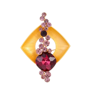 French Luxury Geometric Square Alloy Rhinestone Glass Brooch For Suit Coat Elegant Vintage Style Unisex Jewelry Accessory Pin