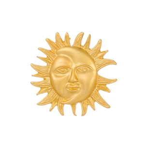 Vintage Mysterious Sun Moon Face Brooch Pin Elegant Retro Zinc Alloy Sun God Celestial Jewelry For Suits Cardigan Unisex
