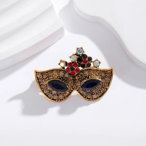 Vintage Maskerade Fuchsmaske Brosche Luxuriöse Strass Eingelegte Krone Gesicht Corsage Kostüm Schmuck Zubehör Für Party Bankett