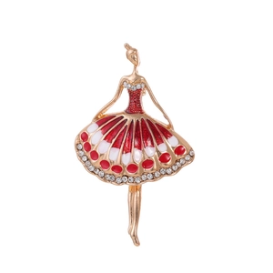 Elegant Zinklegierung Ballett Tänzerin Brosche Mit Strass Emaille Kleid Pin Für Damen Hochzeit Party Kleidung Schmuck Geschenk