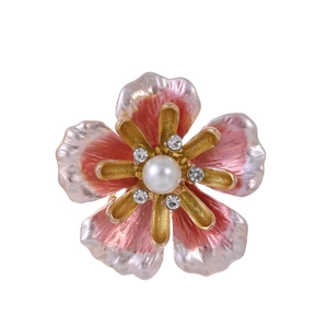 Broche Fleur en Alliage Élégante Avec Künstliche Perle Artificielle Strass Émail Goutte d'Huile Broche pour Femme Mariage Banquet Bijoux