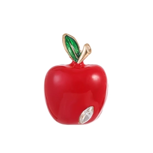 Mignonne Broche en Alliage Forme de Pomme Rouge Avec Strass Émail Design de Fruits Pour Femmes Hommes Accessoire de Mode Bijoux