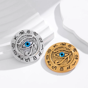 Punk Horus Eye and Evil Eye brooches in gold and silver finish with Egyptian symbols