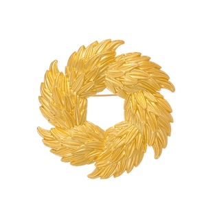 Vintage Gold Olive Branch Wreath Brooch For Women Zinc Alloy Retro Botanical Floral Pin Brooch Decorative Fashion Jewelry Accessory