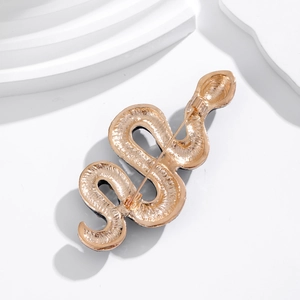 Detailed back view of a gold snake brooch with a sturdy metal pin and textured finish
