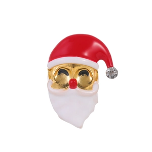 Cartoon Santa Claus Zinc Alloy Brooch Pin With Rhinestone Enameled Festive Badge For Christmas Suit Coat Jewelry Gift
