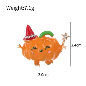 Spilla di lusso a forma di zucca con cappello da mago in cristallo e bacchetta magica