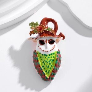Clown enamel brooch with colorful rhinestones and polka dots for festive outfit accessories