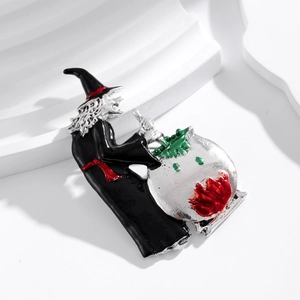 Broche de mago de Halloween con caldero verde hecho de esmalte y aleación