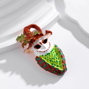 Halloween clown enamel brooch with pointed hat and red polka dot scarf on white background