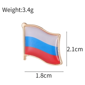 Russische Flagge Metall-Anstecknadel mit Goldrand, Maße 2,1cm x 1,8cm, Gewicht 3,4g