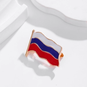 Broche Ondulée Drapeau Russe Alliage Plaqué Or Émail Épingle de Revers Badge Symbole National Pour Accessoires de Costume Hommes Femmes