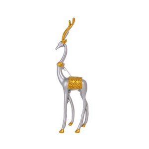 Elegant Elk Deer Brooch Pin Zinc Alloy Two-Tone Electroplated Animal Breastpin For Women Suit Coat Clothing Accessory