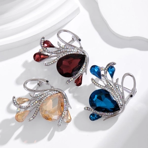 Spilla Vintage a Cigno Con Grande Cristallo a Goccia d'Acqua Strass Lega Forma di Animale Gioielli di Moda per Donna Regalo di Matrimonio