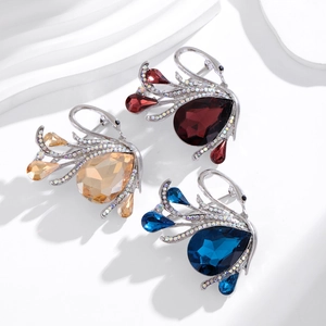 Spille vintage a cigno con strass blu rosso e oro per decorazioni eleganti di abbigliamento