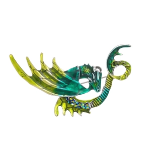Broche dragon en émail coloré avec cristaux incrustés sur une base en métal dégradé