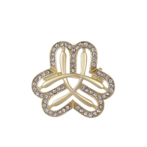 Elegant Gold Alloy Hollow Out Flower Brooch Exquisite Rhinestone Anti-exposure Lapel Pin Badge For Women Suit Shirt Accessory
