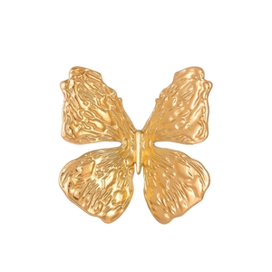 Korean Zinc Alloy Textured Butterfly Brooch Gold Silver Electroplated Animal Pin For Women Suit Coat Clothing Accessory