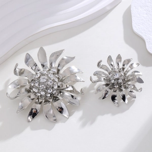 Broche Tournesol Élégante en Alliage de Zinc pour Femmes Strass de Haute Qualité Künstliche Perle d'imitation Fleur Corsage Épingle de Costume Bijoux de Mode