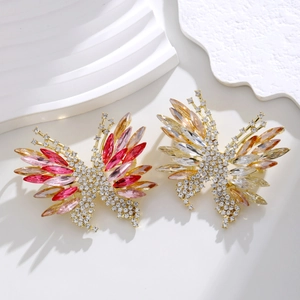 Elegant Alloy Crystal Butterfly Brooch For Women Luxury Rhinestone Inlaid Insect Breastpin Suit Jacket Fashion Accessory