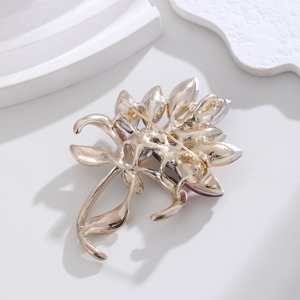 Luxury flower bouquet brooch with colorful marquise crystals and gold-plated finish