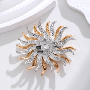 Back view of 18K gold fireworks sunburst earrings with secure pin fastener and metal texture
