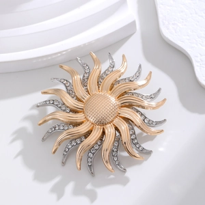 Exquisite 18K gold fireworks sunburst earrings with sparkling rhinestones on white stones
