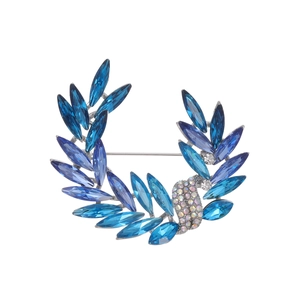 Vintage Zinc Alloy Rhinestone Leaf Brooch For Women Elegant Wheat Ear Pin High End Crystal Corsage Accessory For Cardigan