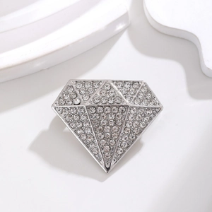 Vintage Alloy Rhinestone Diamond Shape Brooch Personalized Suit Lapel Pin Fashion Geometric Jewelry Brooch For Women Men