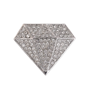 Vintage silver alloy diamond shaped brooch with sparkling rhinestones for fashion clothing
