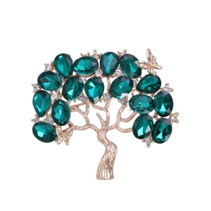 Spilla Albero della Vita Lega di Zinco Strass Verdi Spilla Albero della Fortuna Con Farfalla per Donna Uomo Accessorio Completo Gioiello