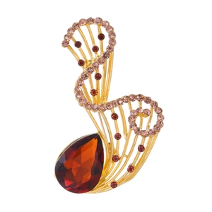 Spilla a Goccia in Lega di Zinco con Strass Stile Palazzo Vintage Elegante Forma a Ventaglio in Cristallo di Vetro Placcata Oro Gioielli per Banchetto Donna