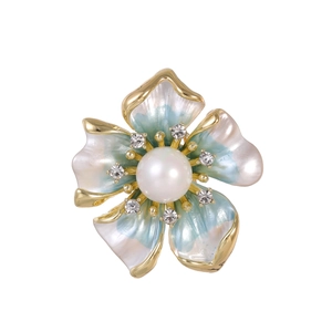 Élégante Broche Fleur en Alliage Avec Imitation Künstliche Perle Strass Pétale en Émail Bijoux pour Femmes Robe de Banquet Accessoires